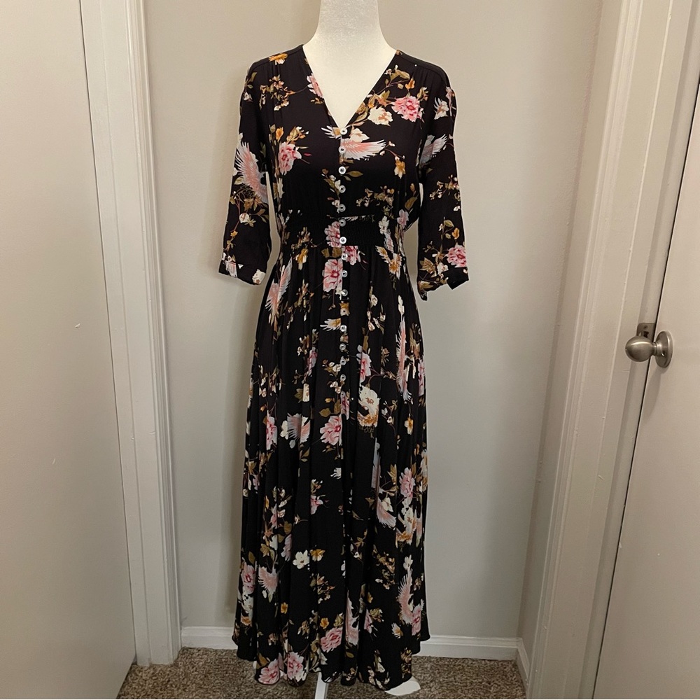 Black Floral Maxi Dress Size Medium